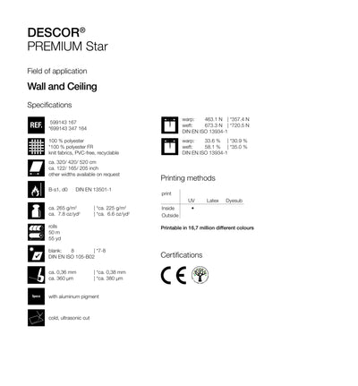 DESCOR® PREMIUM Star fra Systmhimling, hvit akustisk takplate med stjerneformet design, vist i nærbilde.