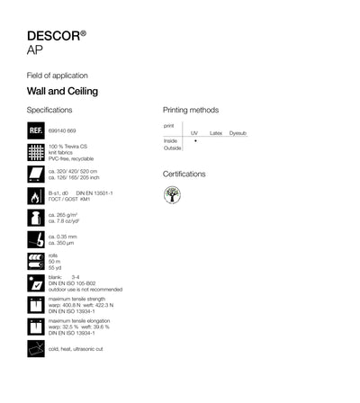 Dekorativt DESCOR® AP takpanel fra Systmhimling, viser en glatt, hvit overflate med moderne design for innendørs bruk.